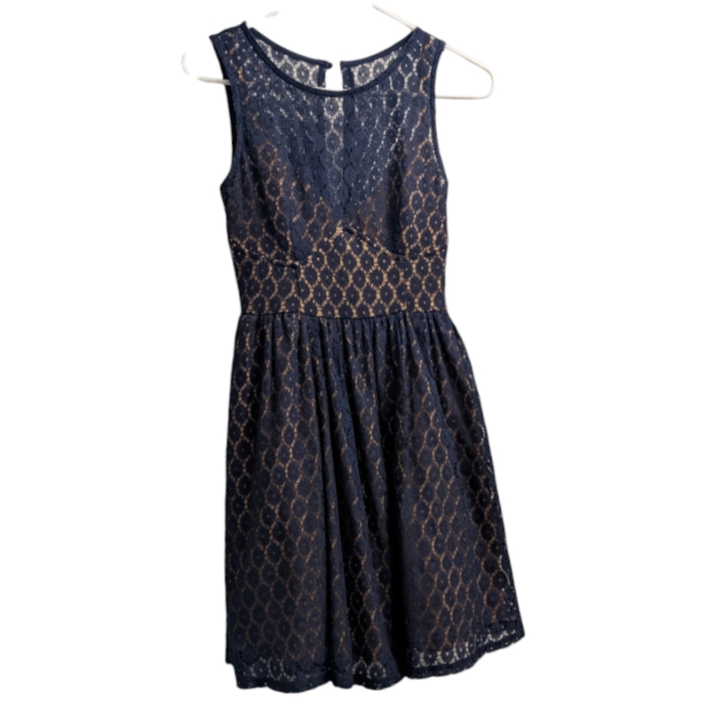 dELiA*s Blue and Tan Layered Floral Short Dress 0